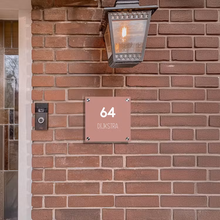 Naambordje voordeur - Vierkant - Effen oudroze - Modern — 3