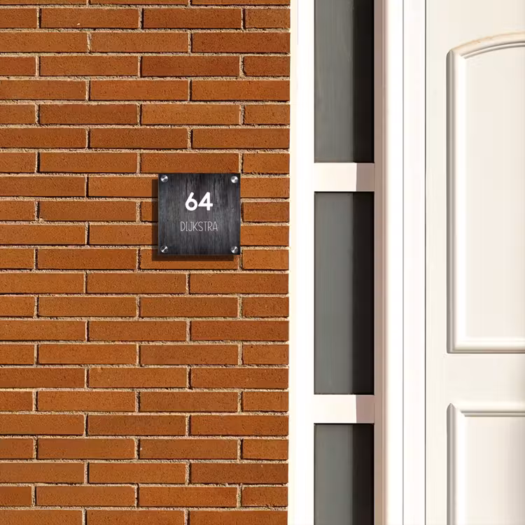Naambordje voordeur - Vierkant - Donker hout - Modern — 5