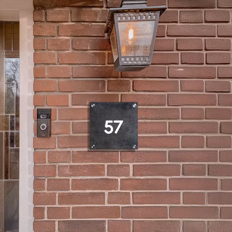 Naambordje voordeur - Vierkant - Donker steen - Traditioneel — 3