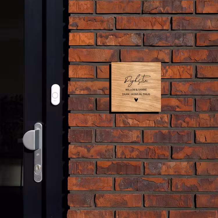 Naambordje voordeur - Vierkant - Licht hout - Sierlijk — 2