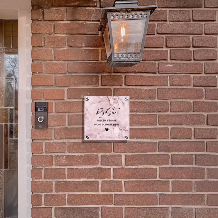 Naambordje voordeur - Vierkant - Roze marmer - Sierlijk — 3