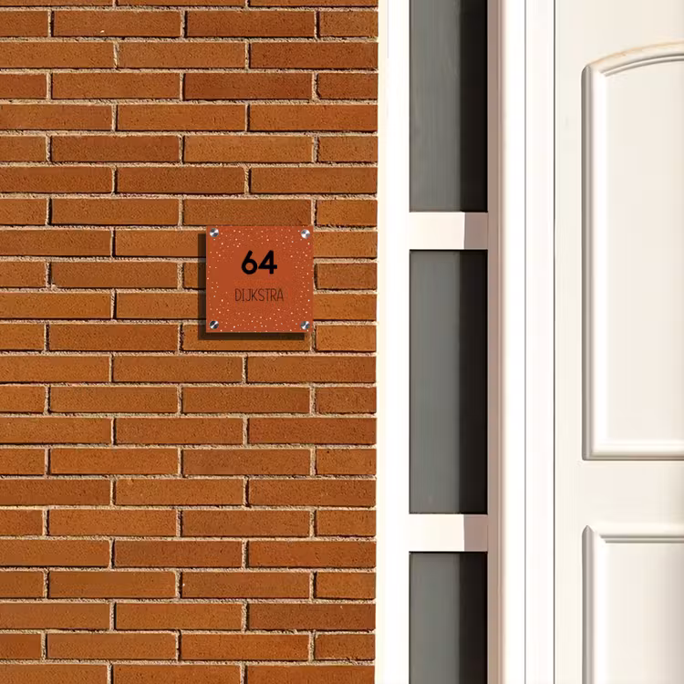 Naambordje voordeur - Vierkant - Roestbruin met stippen - Modern — 5