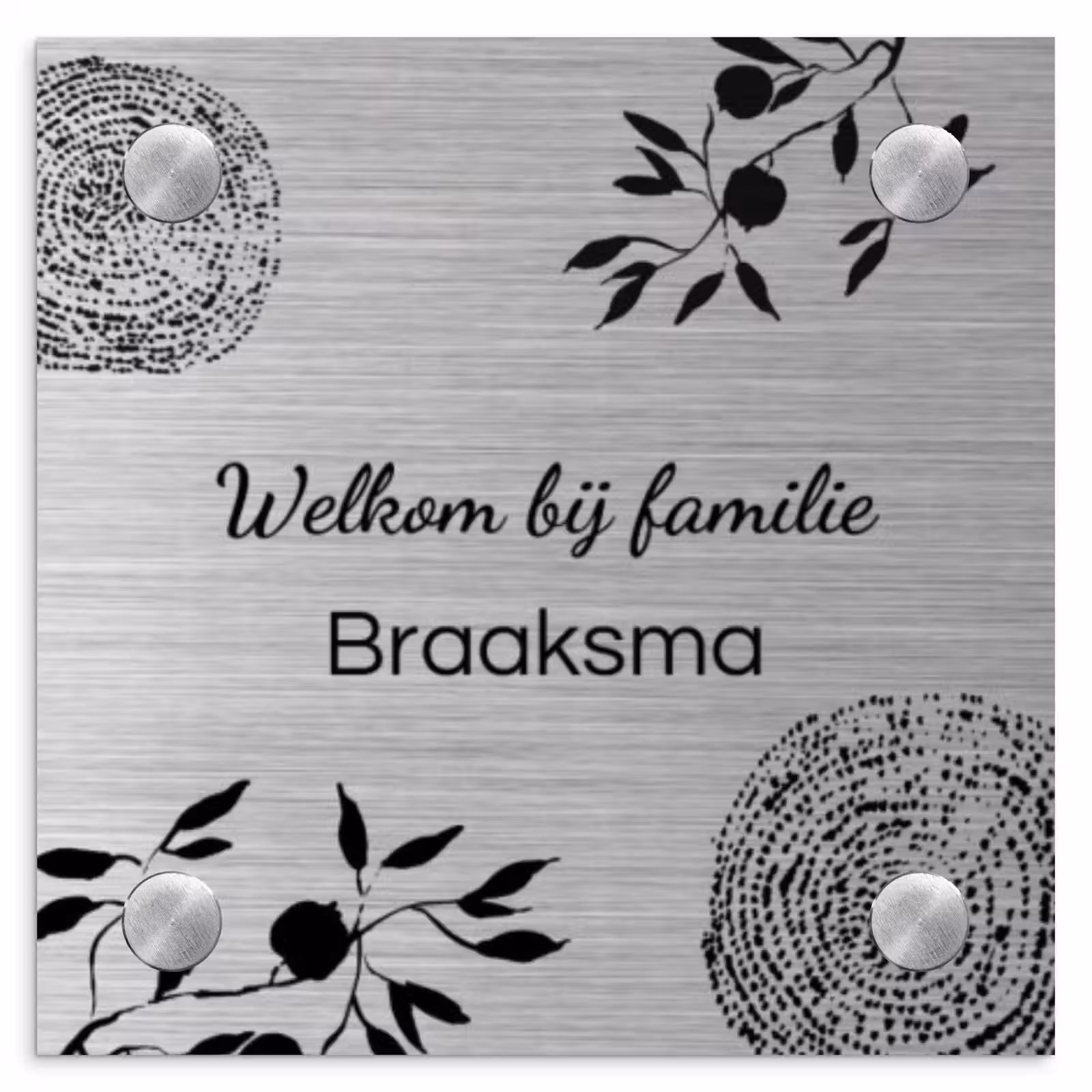 Naambordje voordeur - Vierkant - Illustraties - Metaal - Sierlijk — 1