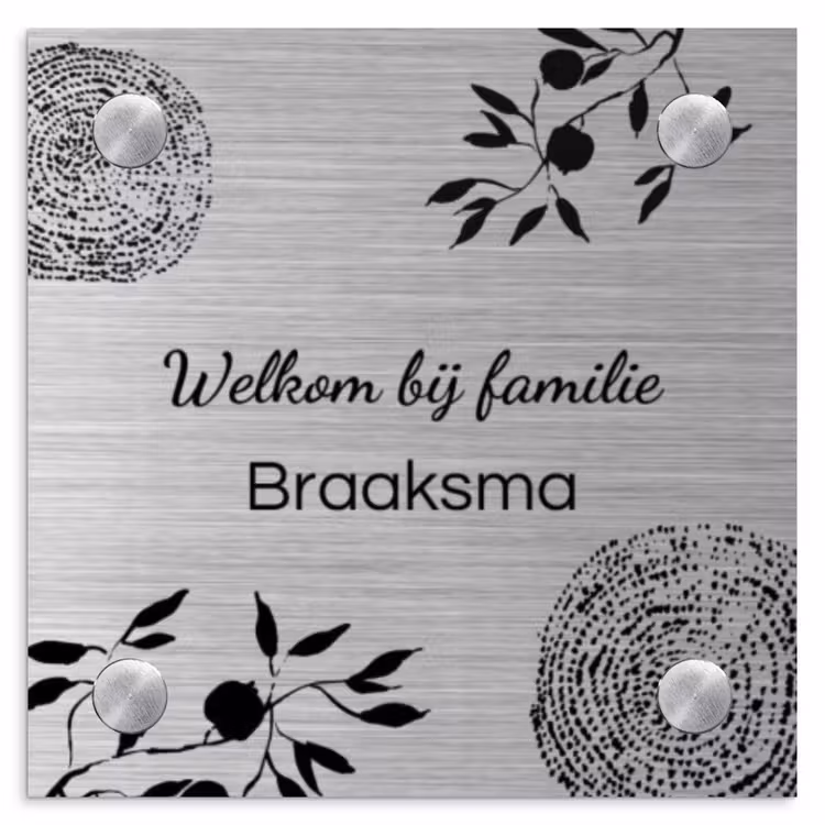 Naambordje voordeur - Vierkant - Illustraties - Metaal - Sierlijk — 1