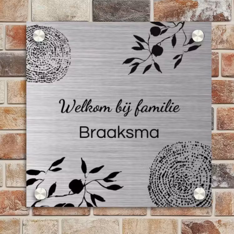 Naambordje voordeur - Vierkant - Illustraties - Metaal - Sierlijk — 4