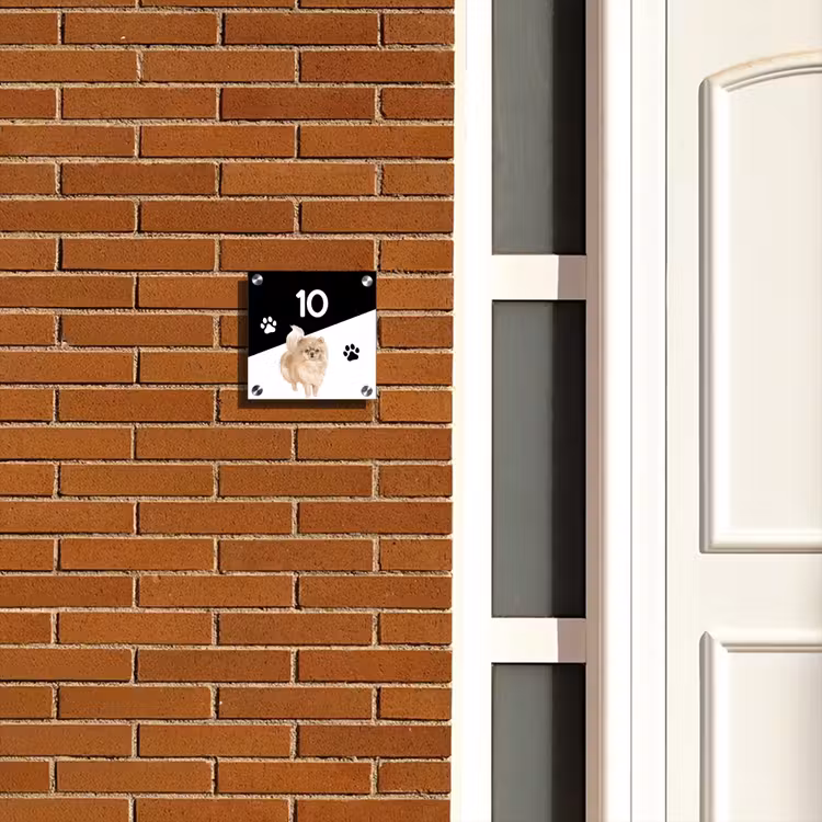 Naambordje voordeur - Vierkant - Zwart wit - Huisdier - Pomeranian — 5
