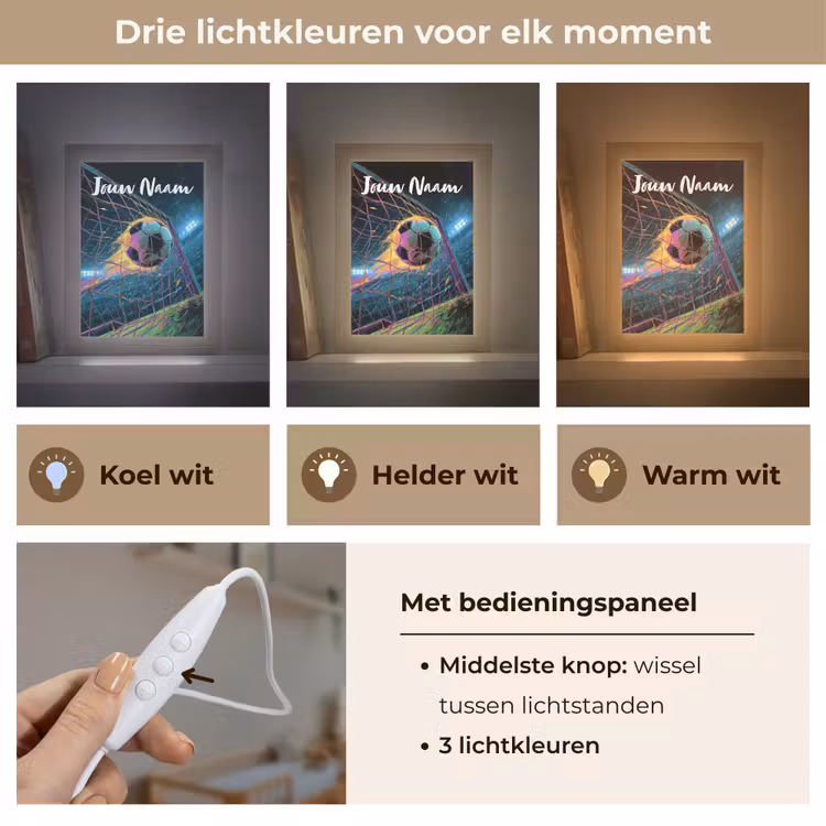 Nachtlampje met naam - Neon - Net - Voetbal - Kleurrijk — 5