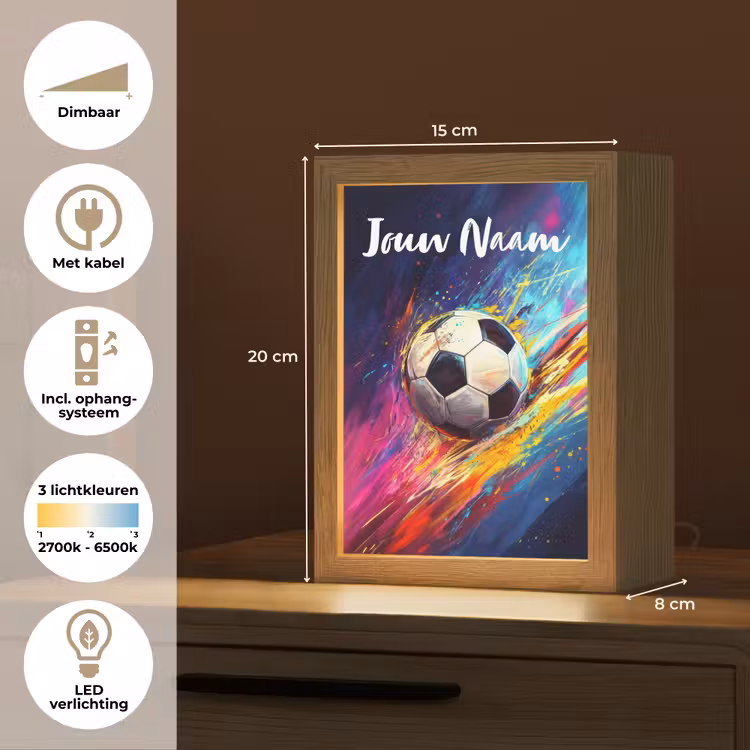 Nachtlampje met naam - Neon - Voetbal - Kleurrijk — 2