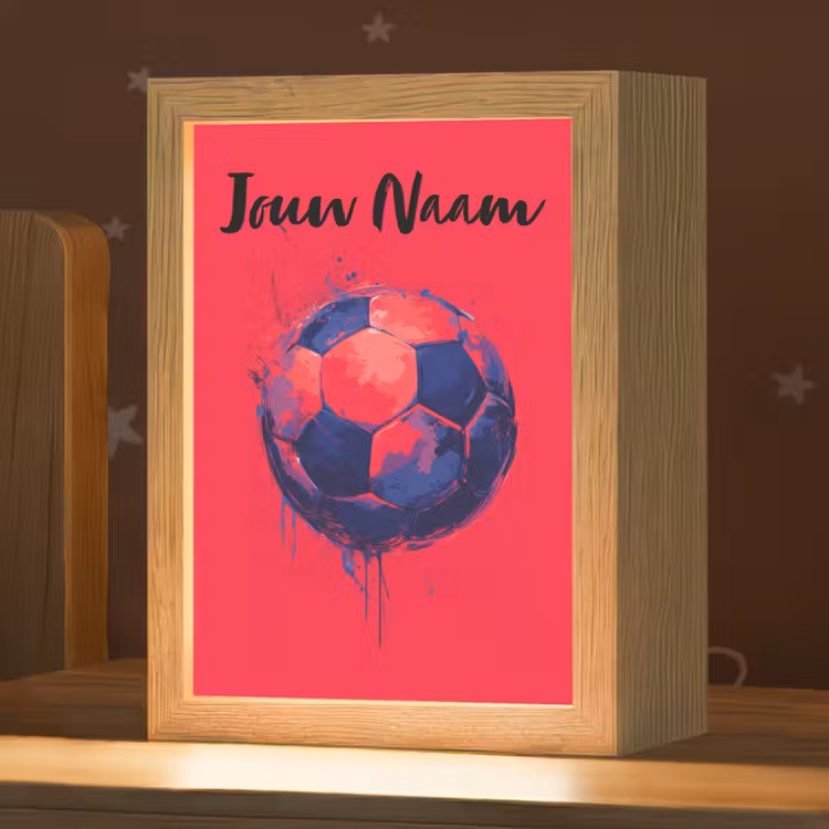 Nachtlampje met naam - Rood - Voetbal - Abstract - Verfspatten — 1