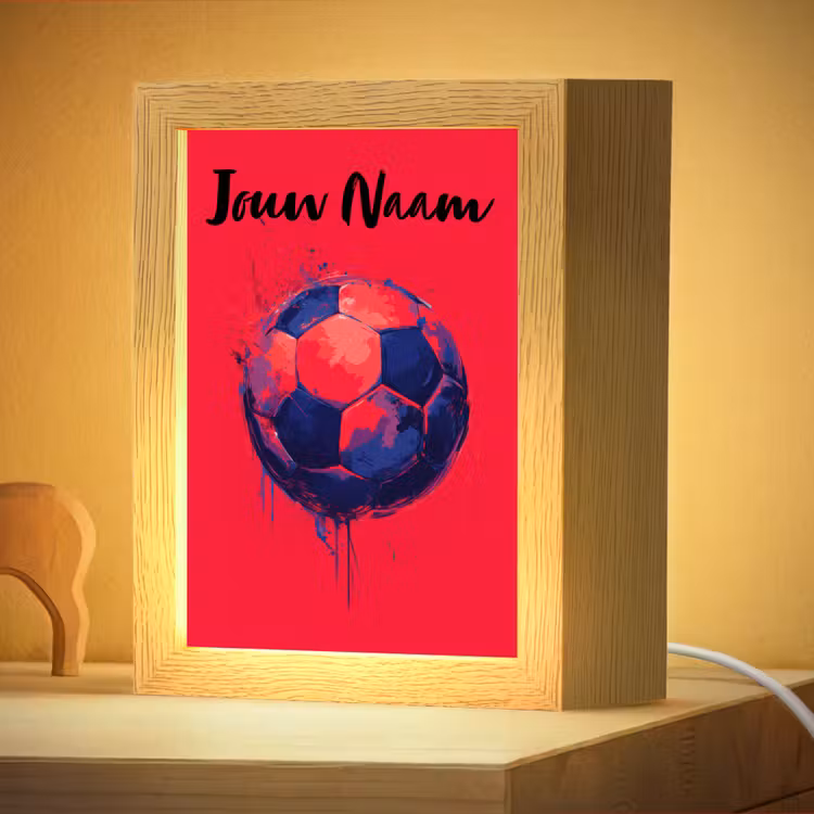 Nachtlampje met naam - Rood - Voetbal - Abstract - Verfspatten — 4