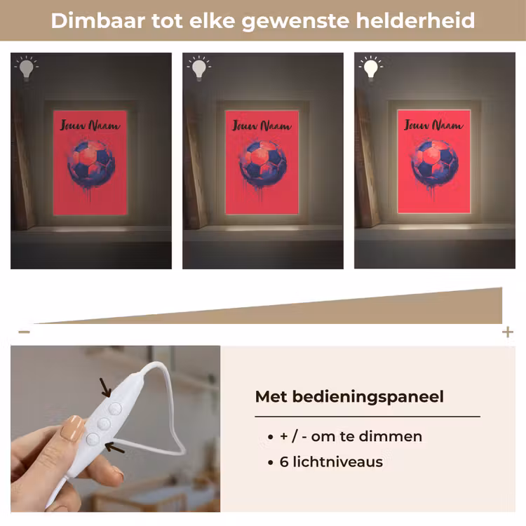 Nachtlampje met naam - Rood - Voetbal - Abstract - Verfspatten — 6