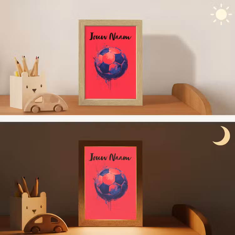 Nachtlampje met naam - Rood - Voetbal - Abstract - Verfspatten — 7