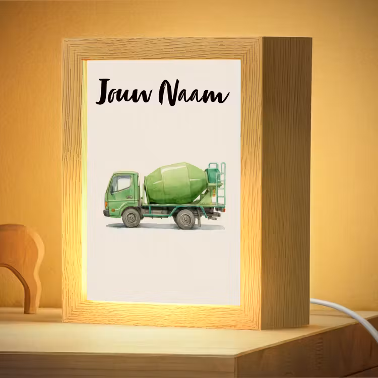 Nachtlampje met naam - Betonmixer - Getekend - Groen — 4