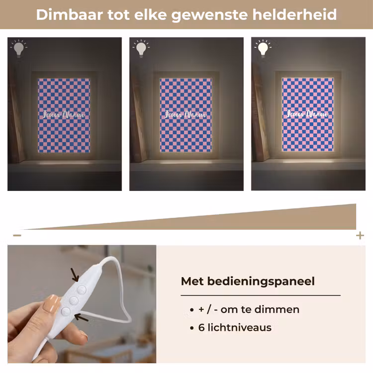 Nachtlampje met naam - Blokjes - Blauw - Roze — 6