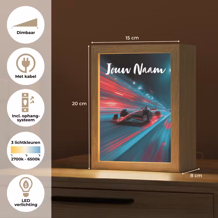 Nachtlampje met naam - Formule 1 - Raceauto - Rood - Neonverlichting — 2