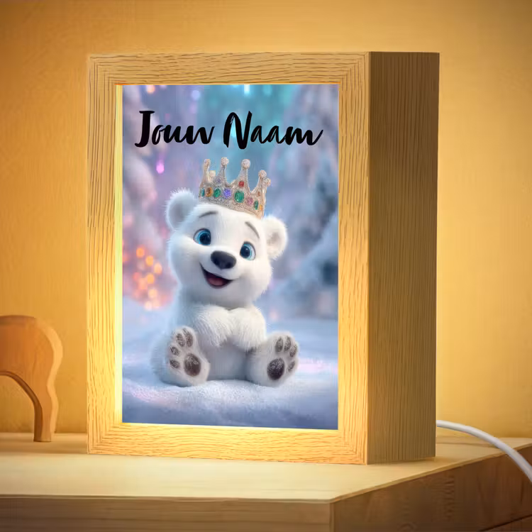 Nachtlampje met naam - Ijsbeer - Kroon - Winter — 4