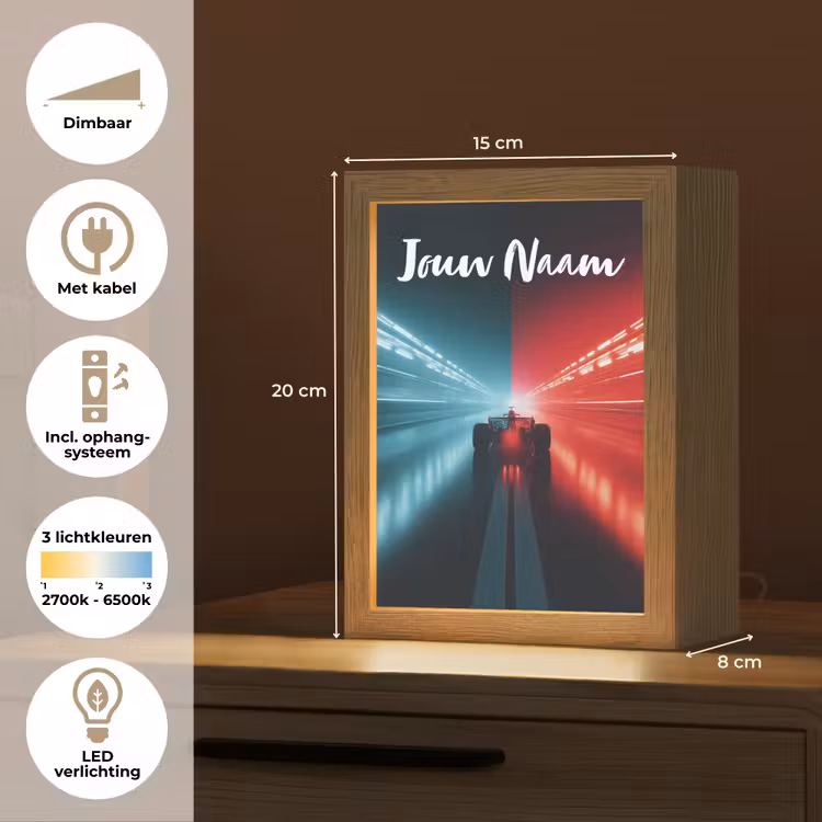 Nachtlampje met naam - Raceauto - Verlichting - Neon - Rood — 2