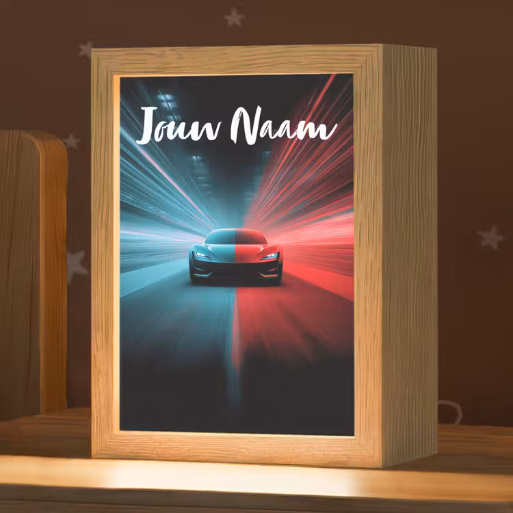 Nachtlampje met naam - Sportauto - Blauw - Neon - Stad — 1