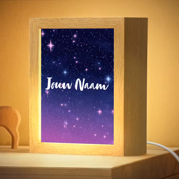 Nachtlampje met naam - Sterren - Galaxy - Blauw - Roze — 4