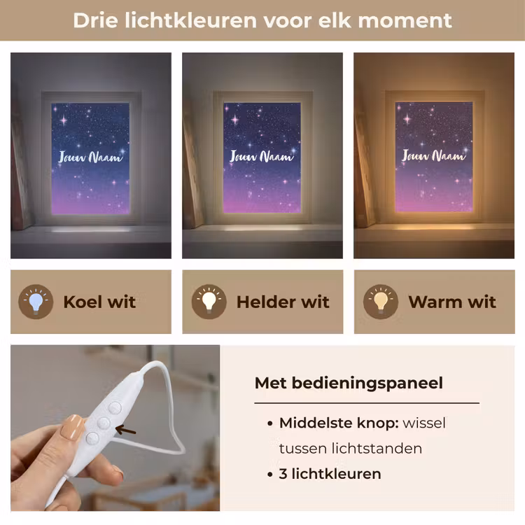 Nachtlampje met naam - Sterren - Galaxy - Blauw - Roze — 5