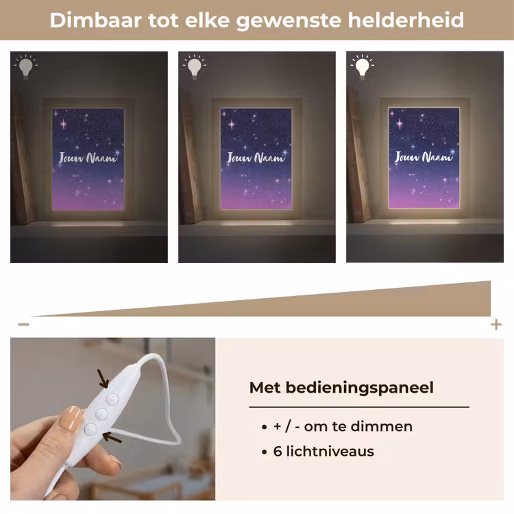 Nachtlampje met naam - Sterren - Galaxy - Blauw - Roze — 6