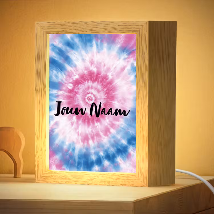 Nachtlampje met naam - Tie dye - Abstract - Blauw - Roze — 4