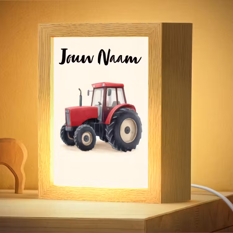 Nachtlampje met naam - Tractor - Getekend - Rood — 4