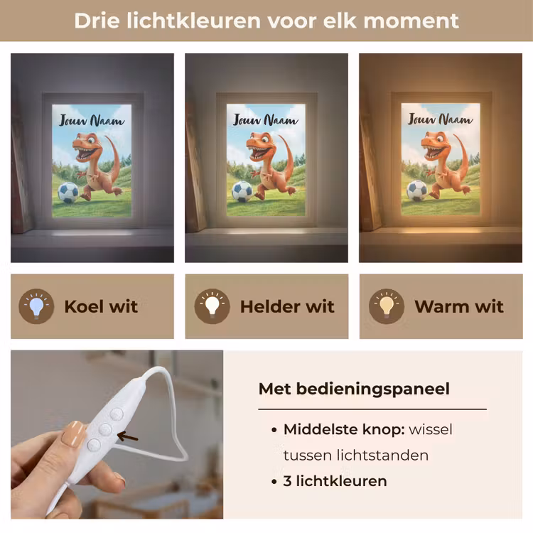 Nachtlampje met naam - Voetbal - Dino - Sport — 5
