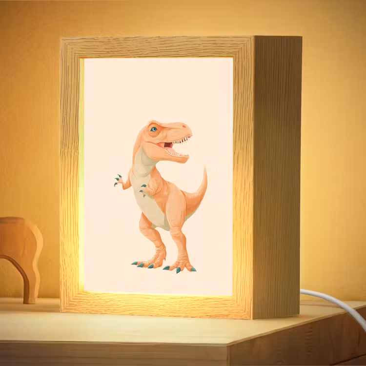 Nachtlampje met naam - Dino - T-Rex - Oranje — 4