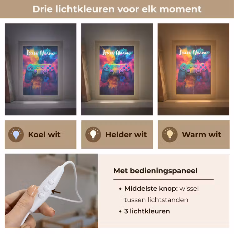Nachtlampje met naam - Game - Controller - Kleurrijk - Explosie — 5