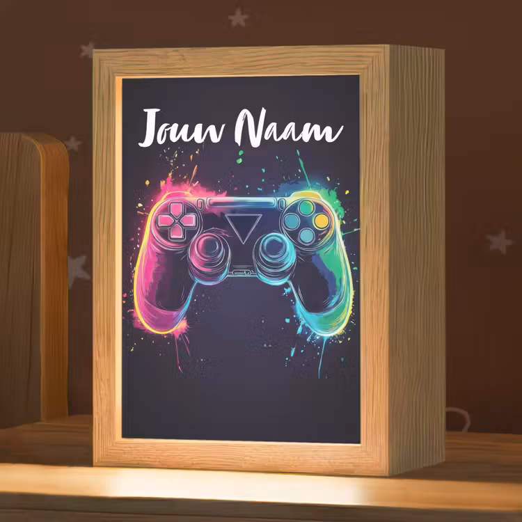 Nachtlampje met naam - Neon - Controller - Verfspatten - Game — 1