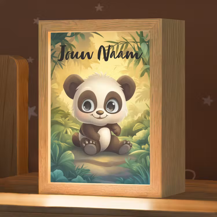 Nachtlampje met naam - Panda - Bamboebos - Groen — 1