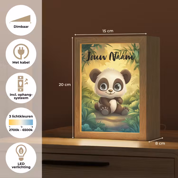 Nachtlampje met naam - Panda - Bamboebos - Groen — 2