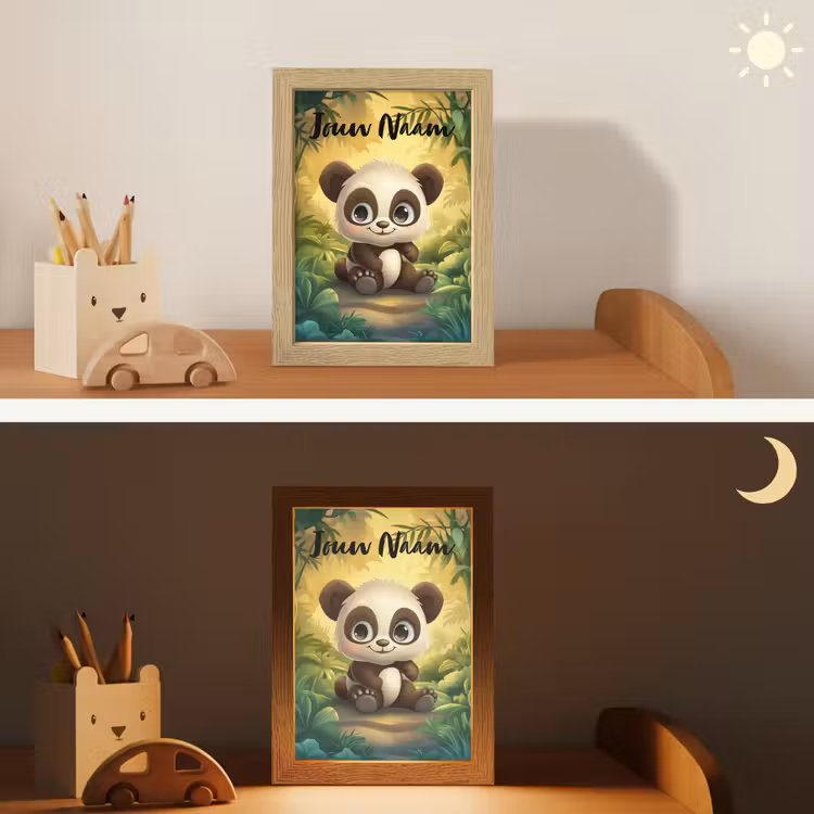 Nachtlampje met naam - Panda - Bamboebos - Groen — 7