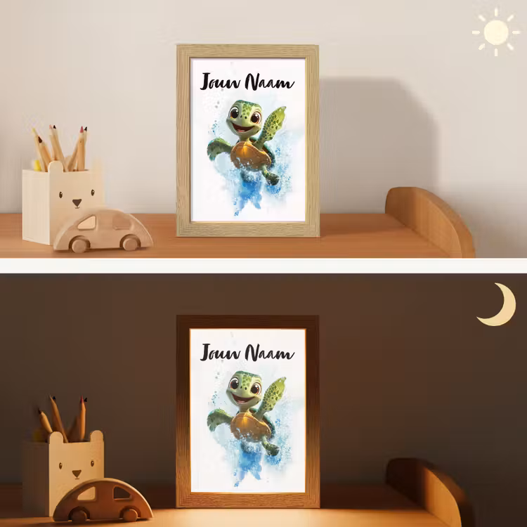 Nachtlampje met naam - Schildpad - Water - Groen — 7