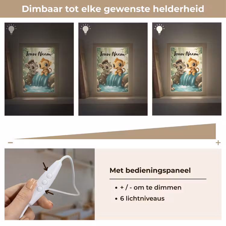 Nachtlampje met naam - Zebra - Aapje - Waterval - Rotsen — 6