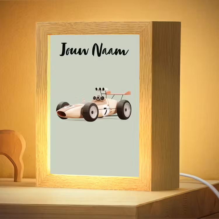 Nachtlampje met naam - Beige - Raceauto - Groen — 4