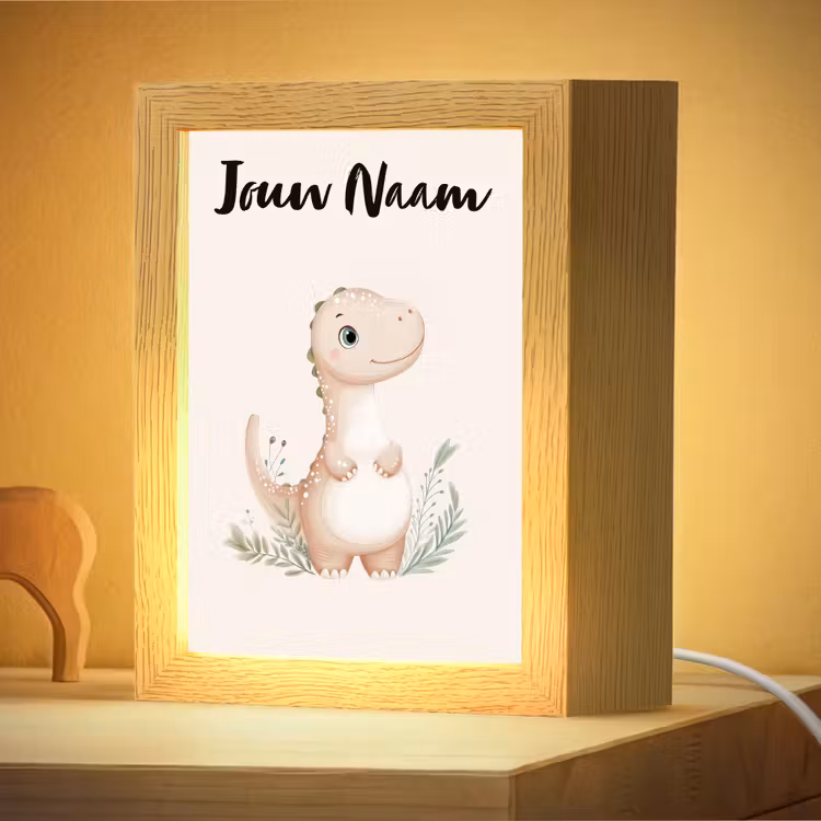 Nachtlampje met naam - Dinosaurus - Pastel - Bladeren — 4
