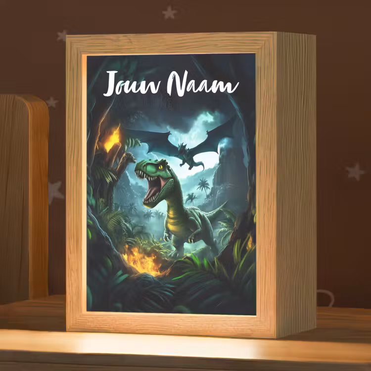 Nachtlampje met naam - Dinosaurus - Draak - Jungle - Groen — 1