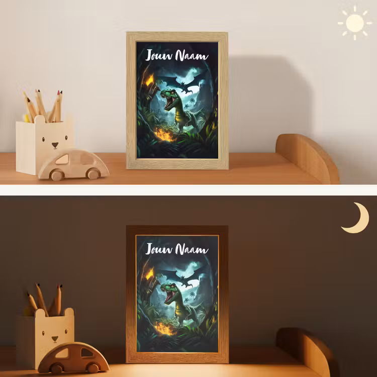 Nachtlampje met naam - Dinosaurus - Draak - Jungle - Groen — 7