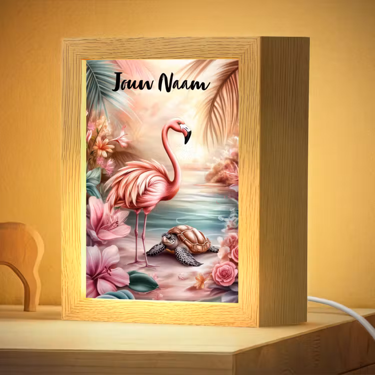 Nachtlampje met naam - Flamingo - Schildpad - Roze — 4