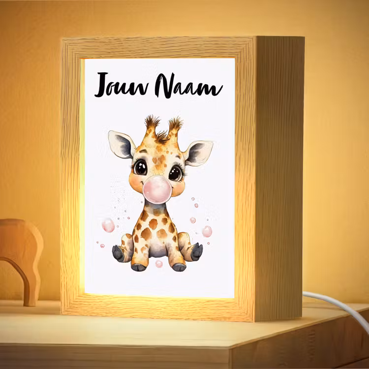 Nachtlampje met naam - Giraffe - Roze - Kauwgom — 4