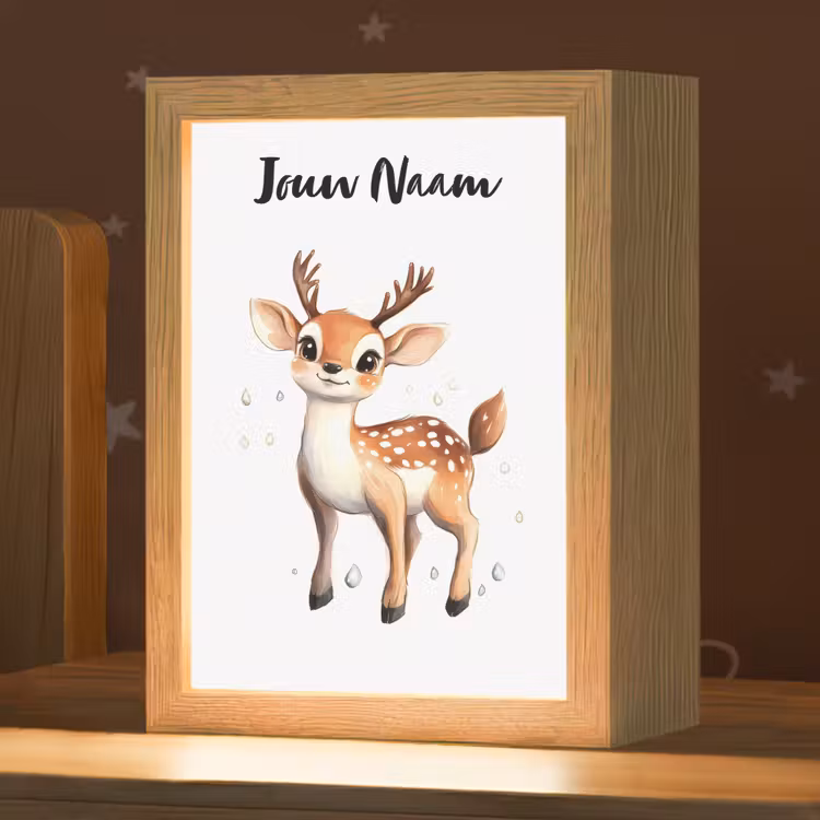 Nachtlampje met naam - Hert - Dier - Bruin — 1