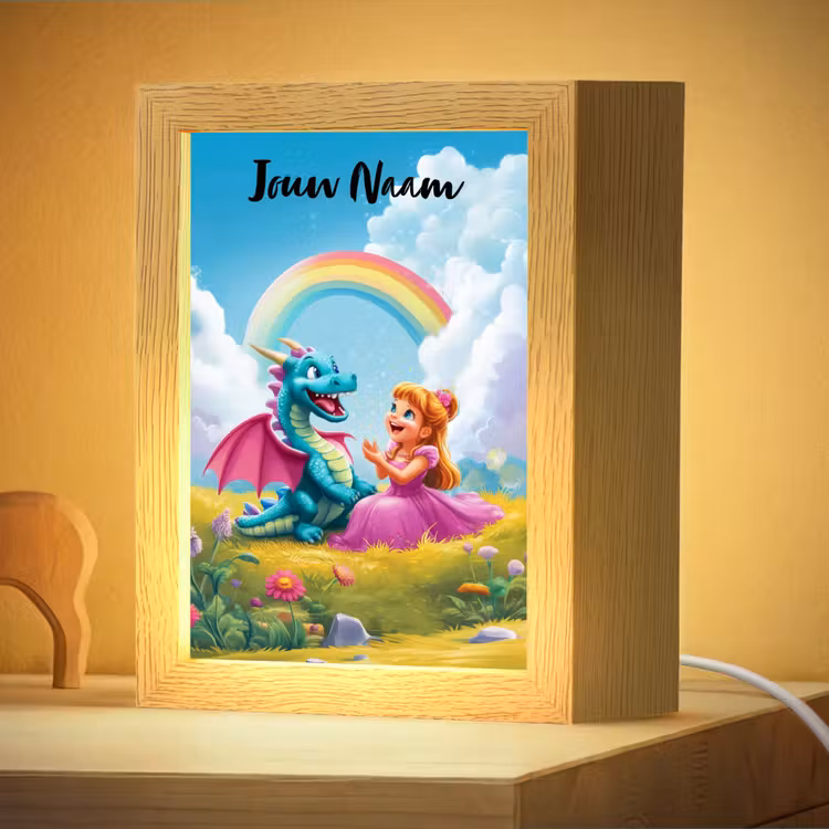 Nachtlampje met naam - Prinses - Draak - Regenboog — 4