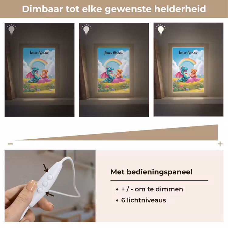Nachtlampje met naam - Prinses - Draak - Regenboog — 6