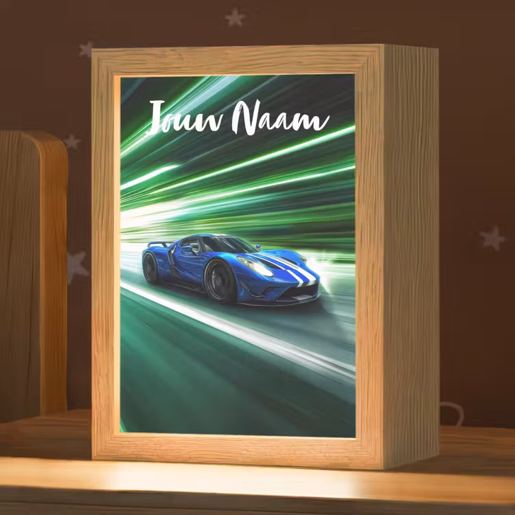 Nachtlampje met naam - Race auto - Blauw - Groen — 1