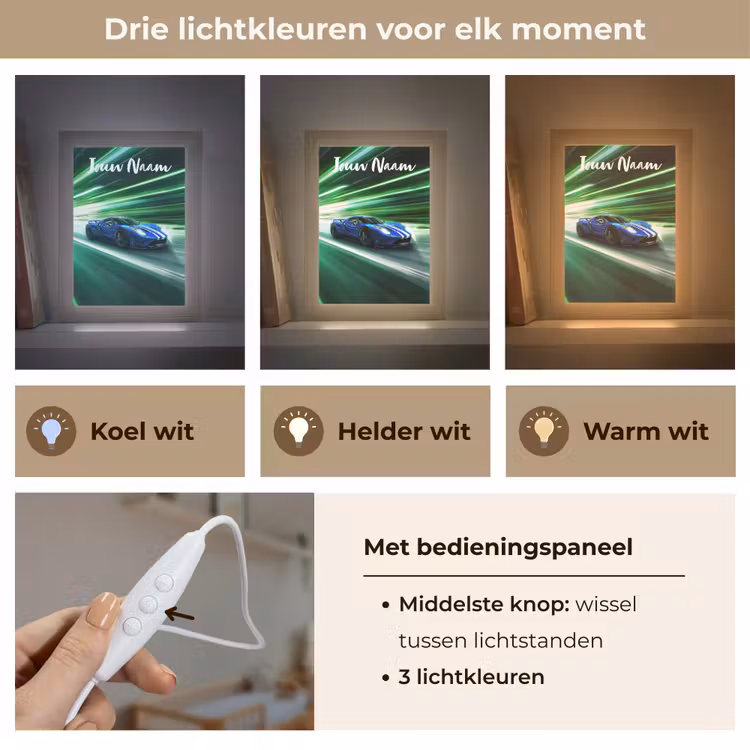 Nachtlampje met naam - Race auto - Blauw - Groen — 5