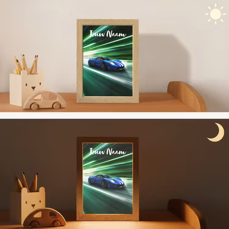 Nachtlampje met naam - Race auto - Blauw - Groen — 7