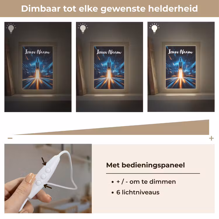 Nachtlampje met naam - Raket - Ruimte - Blauw - Licht — 6