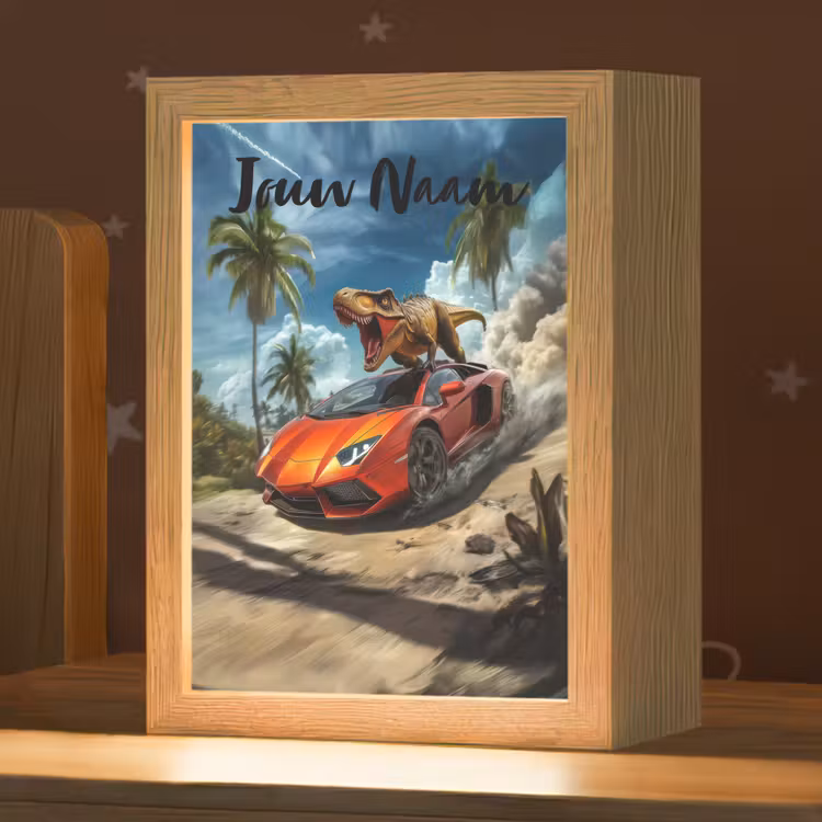 Nachtlampje met naam - Sportauto - Rood - Dino — 1